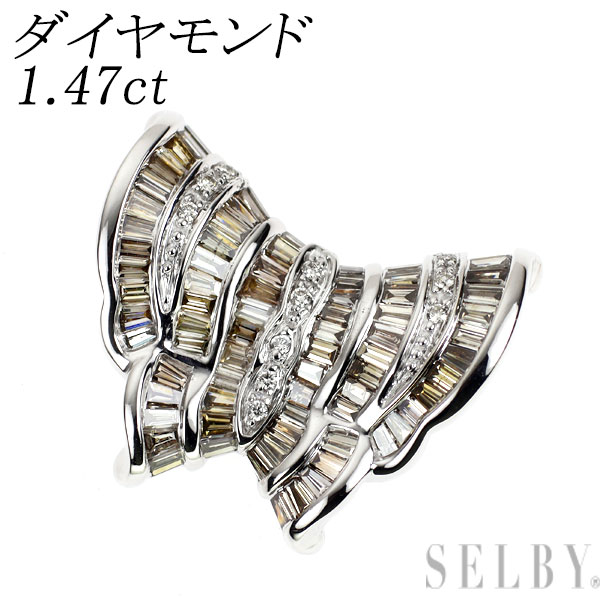 【中古】 K18WG ダイヤモンド ペンダントトップ 1.47ct 蝶 SELBY 送料サービス｜SELBY