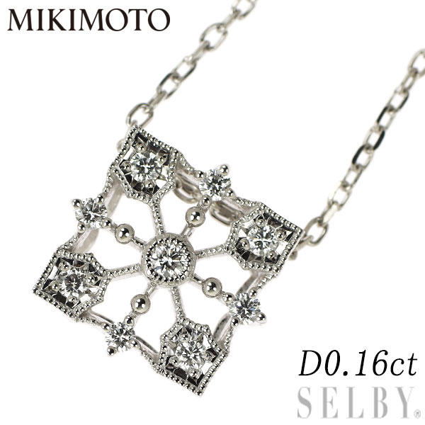 【中古】 ミキモト K18WG ダイヤモンド ペンダントネックレス 0.16ct SELBY 送料サービス MIKIMOTO