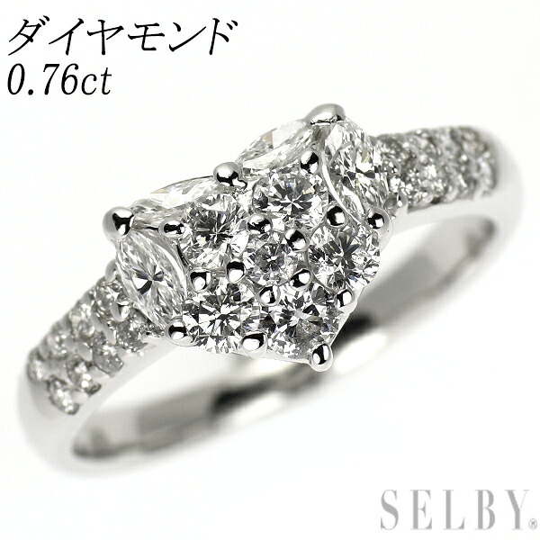【中古】 K18WG ダイヤモンド リング 0.76ct ハート SELBY 送料サービス