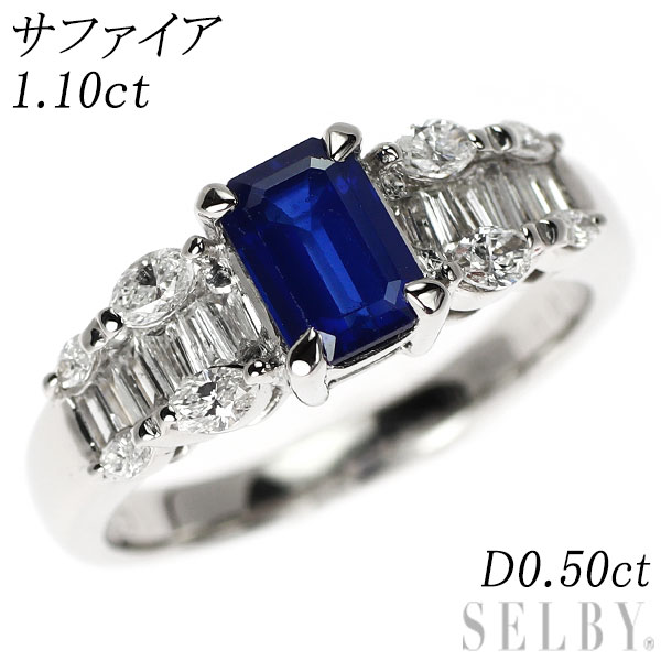【中古】 Pt900 サファイア ダイヤモンド リング 1.10ct D0.50ct SELBY 送料サービス