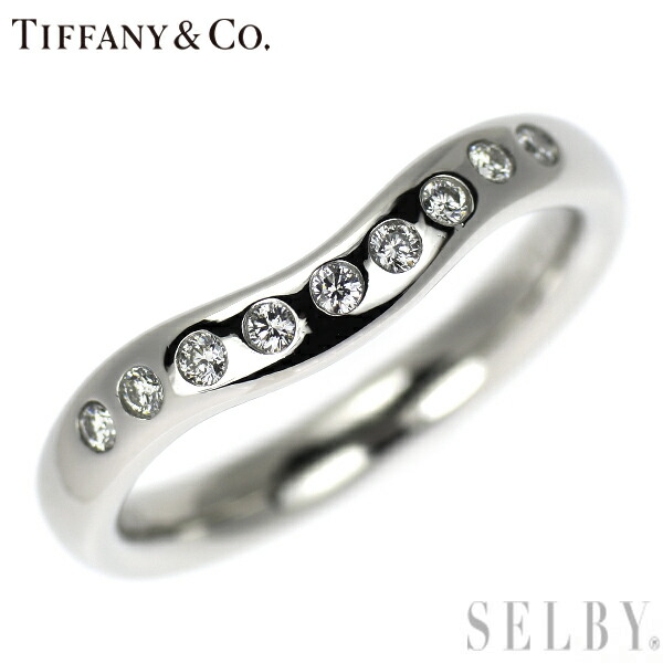 【中古】 ティファニー Pt950 ダイヤモンド リング カーブドバンド SELBY 送料サービス Tiffany