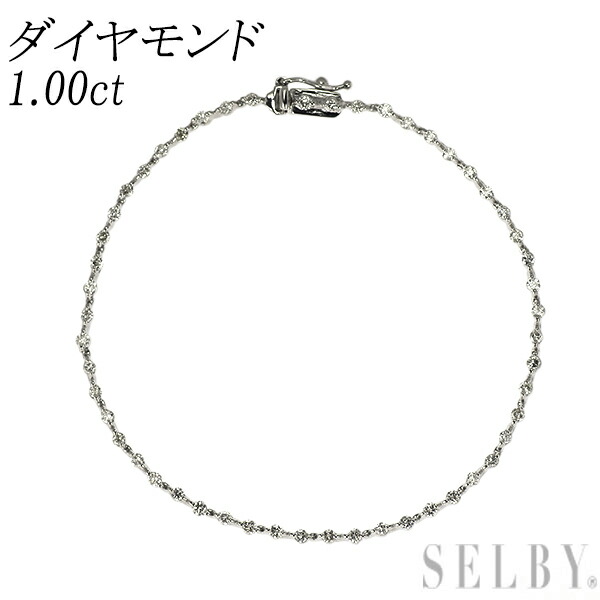 【中古】 Pt850 ダイヤモンド テニス ブレスレット 1.00ct SELBY 送料サービス