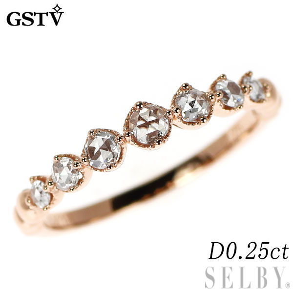 【中古】 GSTV K18PG ローズカット ダイヤモンド リング 0.25ct SELBY 送料サービス