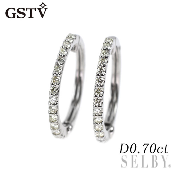 【中古】 GSTV Pt950 ダイヤモンド イヤリング 0.70ct フープ ピアリング SELBY 送料サービス