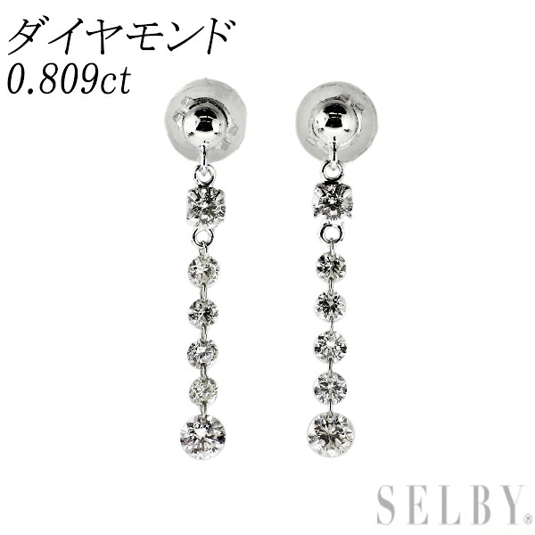 【中古】 K18WG ダイヤモンド ピアス 0.809ct SELBY 送料サービス
