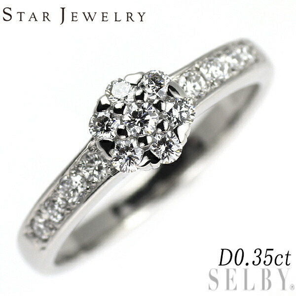 【中古】 スタージュエリー Pt950 ダイヤモンド リング 0.35ct フラワー SELBY 送料サービス STAR JEWELRY