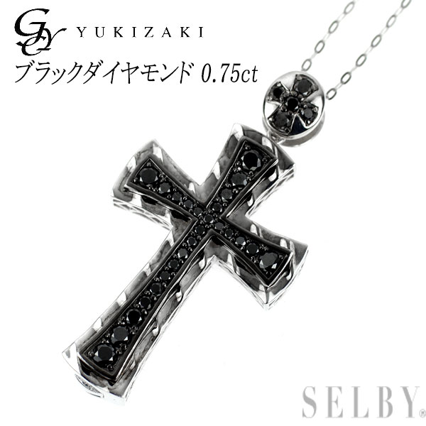 【中古】 ゆきざき K18WG/ Pt850 ブラック ダイヤモンド ペンダントネックレス 0.75ct YOBIKO クロス SELBY 送料サービス