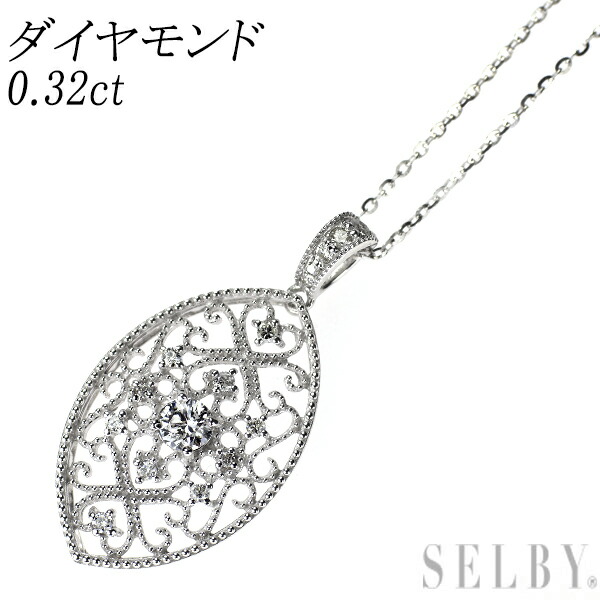 【中古】 K18WG ダイヤモンド ペンダントネックレス 0.32ct SELBY 送料サービス 79,448円