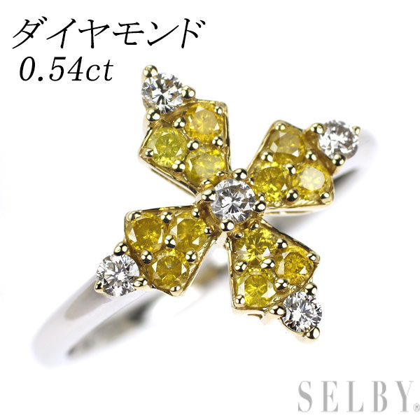 【中古】 K18YG/WG カラーレス/トリートイエロー ダイヤモンド リング 0.54ct SELBY 送料サービス 61,793円