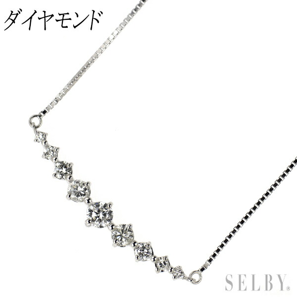 【中古】 K18WG ダイヤモンド ペンダントネックレス SELBY 送料サービス