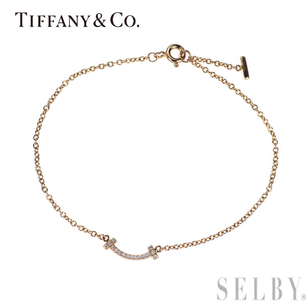 【中古】 ティファニー K18PG ダイヤモンド ブレスレット Tスマイル SELBY 送料サービス Tiffany｜SELBY