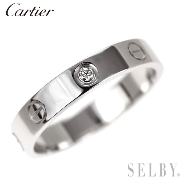 【中古】 カルティエ K18WG ダイヤモンド リング ミニラブ D1p 58号 SELBY 送料サービス Cartier｜SELBY