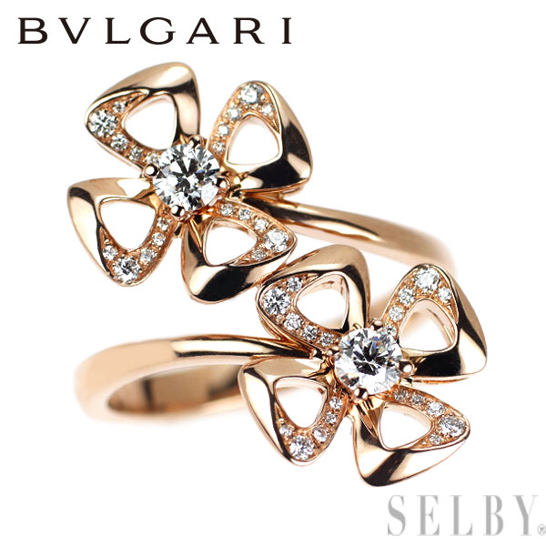 【中古】 ブルガリ K18PG ダイヤモンド リング フィオレヴァー 49号 SELBY 送料サービス BVLGARI｜SELBY