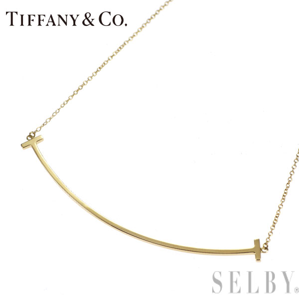【中古】 ティファニー K18YG ペンダントネックレス Tスマイル ラージ SELBY 送料サービス Tiffany|SELBY