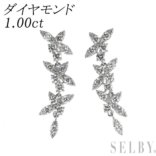 【中古】 K18WG ダイヤモンド ピアス 1.00ct SELBY 送料サービス｜SELBY