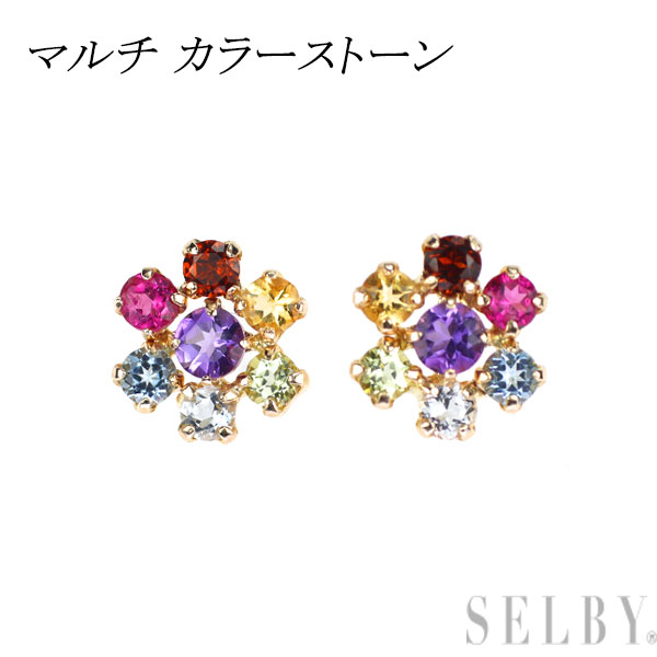 新品 K10YG マルチカラーストーン ピアス 【エスコレ】 SELBY 送料サービス｜SELBY