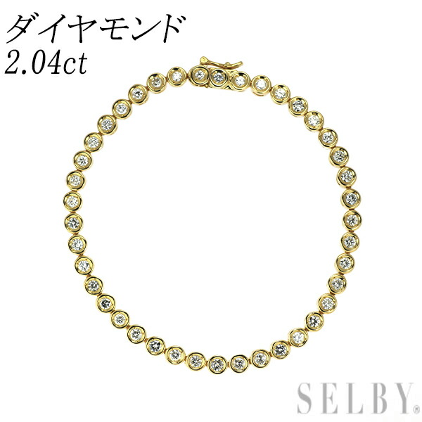【中古】 K18YG ダイヤモンド ブレスレット 2.04ct テニス SELBY 送料サービス｜SELBY