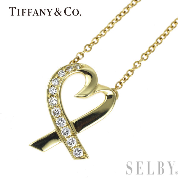 【中古】 ティファニー K18YG ダイヤモンド ペンダントネックレス ラビングハート SELBY 送料サービス Tiffany|SELBY