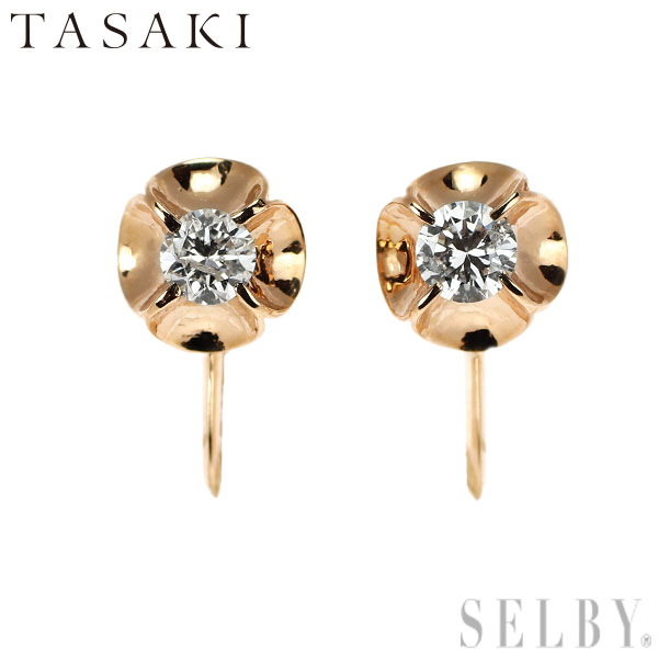 【中古】 田崎真珠 K14PG ダイヤモンド イヤリング フラワー SELBY 送料サービス TASAKI|SELBY