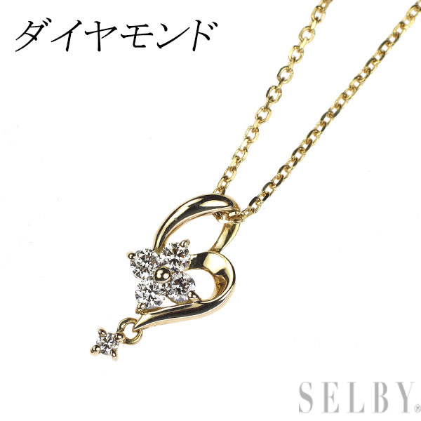 【中古】 K18YG ダイヤモンド ペンダントネックレス ハート フラワー SELBY 送料サービス｜SELBY