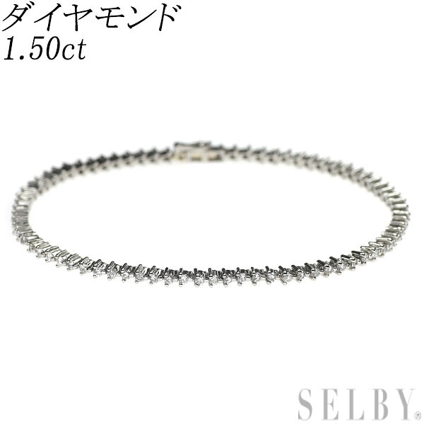 【中古】 Pt900 ダイヤモンド テニス ブレスレット 1.50ct SELBY 送料サービス｜SELBY