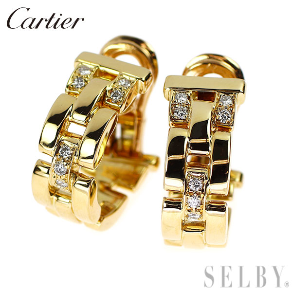 【中古】 カルティエ K18YG ダイヤモンド ピアス マイヨンパンテール ビンテージ フープ SELBY 送料サービス Cartier｜SELBY