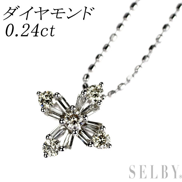 【中古】 K18WG ダイヤモンド ペンダントネックレス 0.24ct クロス SELBY 送料サービス|SELBY