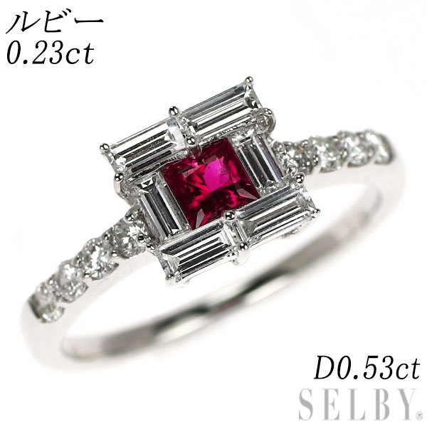 【中古】 K18WG ルビー ダイヤモンド リング 0.23ct D0.53ct SELBY 送料サービス|SELBY