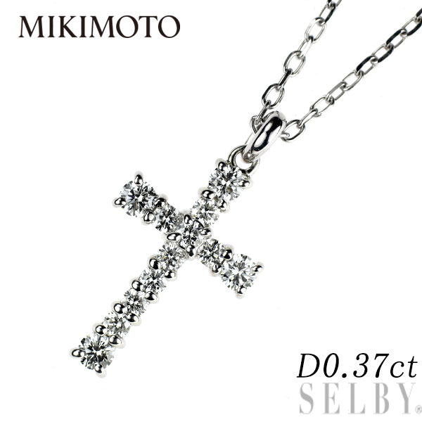 【中古】 ミキモト K18WG ダイヤモンド ペンダントネックレス 0.37ct クロス SELBY 送料サービス MIKIMOTO|SELBY