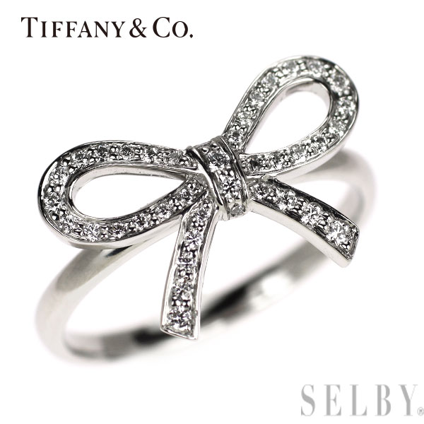 【中古】 ティファニー Pt950 ダイヤモンド リング ボウ リボン SELBY 送料サービス Tiffany｜SELBY