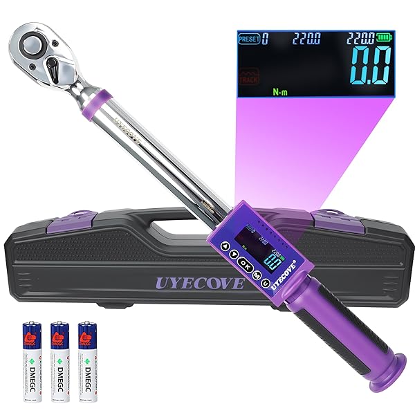 【貨物輸送無料】UYECOVE デジタルトルクレンチ 1/2in 12.7粍 11-220Nm 高慥かさ±2% 大型LCD トルク絶対値