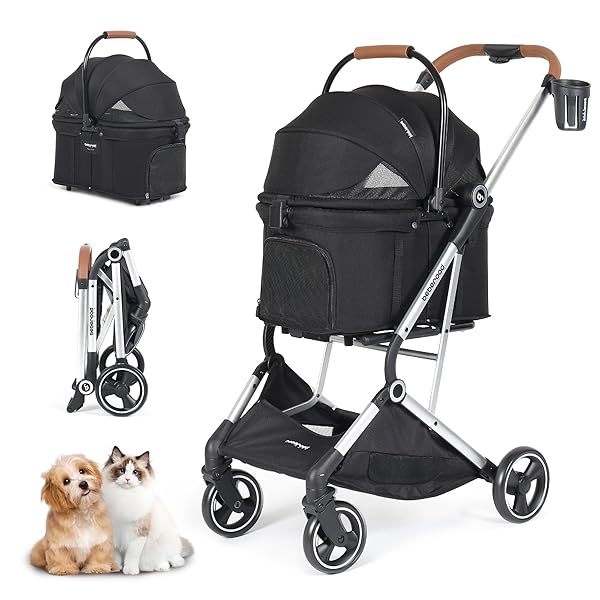【貨物輸送無料】BEBEROAD PETS T3 愛玩動物手押し車 分け隔てる型 小型犬 折りたたみ 4輪 前輪360°回転させる 犬用バギ