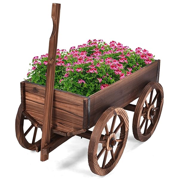 【貨物輸送無料】TANGKULA 荷馬車プランター 鉢 鉢 プランター 可民族大移動 花台 鉢植え 木製 大型 馬