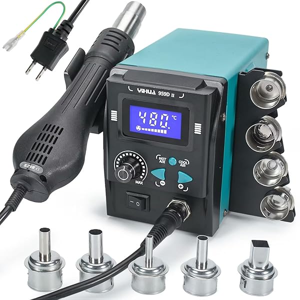 【貨物輸送無料】YIHUA 959D-II ヒートガン ホットガンガン 体温抑えつける型100℃～480℃ LCDディスプレ PSE