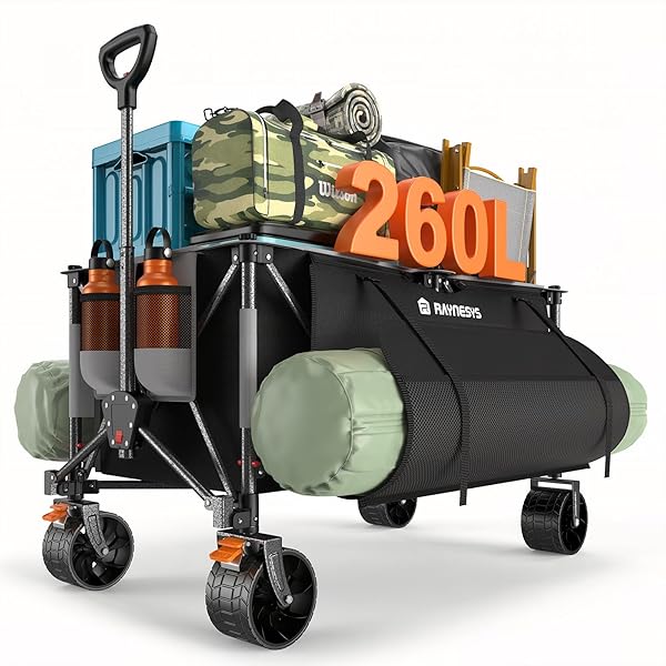【貨物輸送無料】Raynesys 持ちはこび手押し車 特大電気容量260L 高耐荷重200kg 【長物相応う?敷き地隠し付