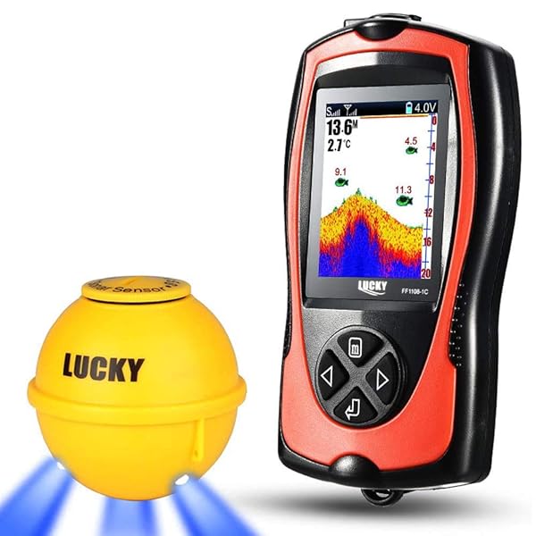 【貨物輸送無料】LUCKYLAKER 無線電話 魚群さがし当てる機 携帯型 魚探 二階建てバス ワカサギ 御釣り 日本語説