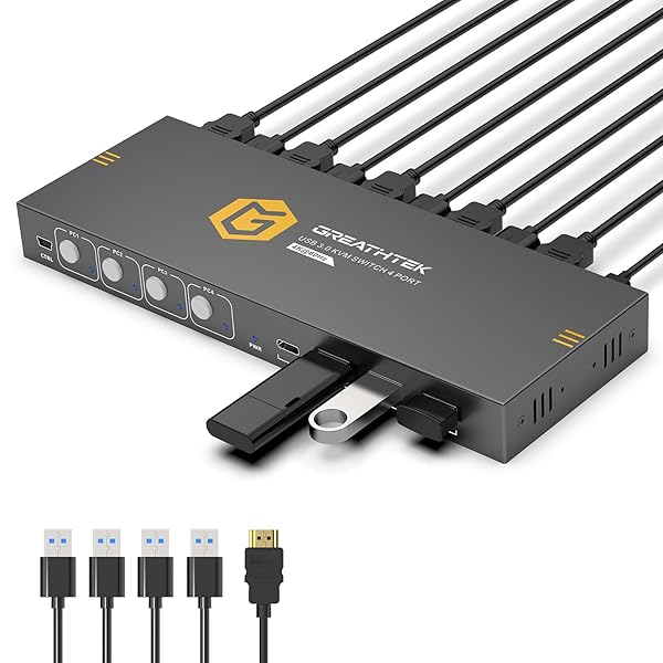 【貨物輸送無料】4K KVM取り替えっこ HDMI、盛りだくさんUSB3.0界面、4台のパソコン電子計算機が1台の管するを分かち合う