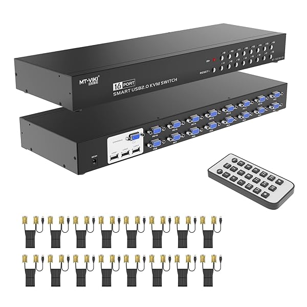 【貨物輸送無料】VGA KVM取り替えっこ 16界面 USB2.0 MT-VIKI うつり変わり器 16インプット1最終生産物 KVMコンソール 16界面 マ
