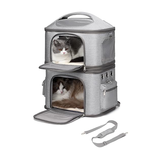 【貨物輸送無料】CHINSUKIDA 猫 2匹 背嚢 分け隔てる可 持ちはこび 2層 愛玩動物 キャリーバッグ 小型犬 ソ