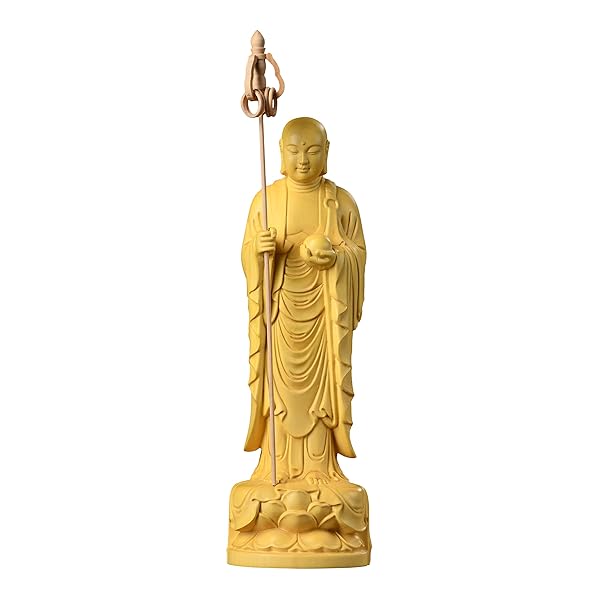 【貨物輸送無料】繁樓藝雕 仏像 地蔵菩薩 仏壇仏像 木彫り飾りつけ 柘植の木 祈る 厄除け 子育て 水