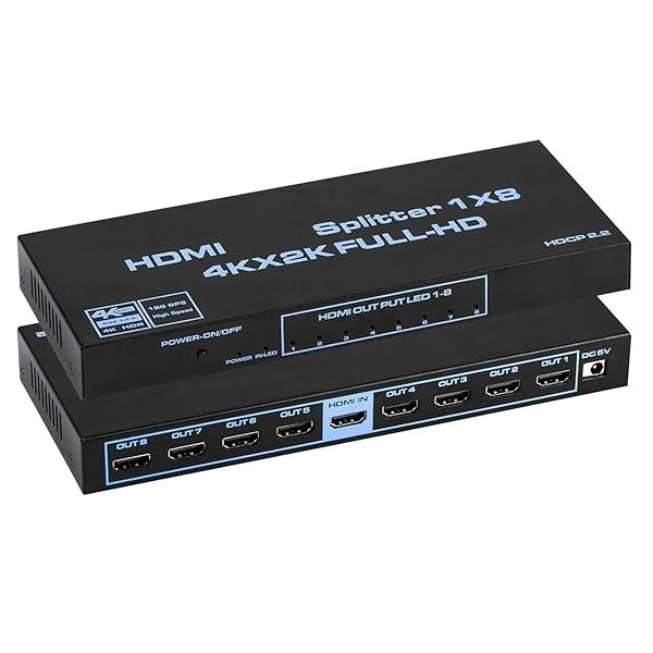 【貨物輸送無料】J-Wonlyus HDMI分かちあう器 スプリッター 1インプット8最終生産物 4K@60サイクル HDMI 分かちあう器 1x8 2160P HDCP 2.2 3D RGB
