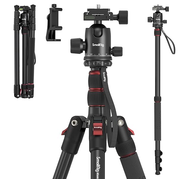 【貨物輸送無料】SmallRig 写真機用三脚 全高180糎 一脚変数式 360°親しさ雲台付き添い人 クイックシュー式三