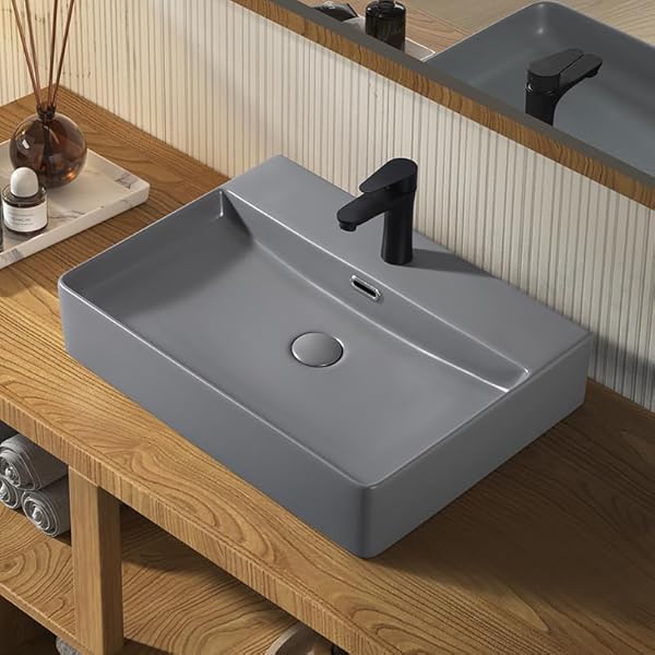 【送料無料】LUYI グレー 洗面ボウルセット 洗面台 手洗いボウル 605x420x130mm|Smart Life ギア店