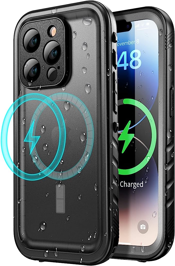 iPhone14シリーズ MagSafe マグセーフ 対応 カメラレンズ保護 防水 フルボディ密閉保護 TPU カバー ブラック 14/14Pro/14Plus/14ProMax おしゃれ ケース 耐衝撃 薄型 軽量 ワイヤレス充電 送料無料