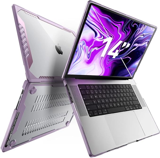 即納 マックブック プロ MacBook Pro 14/16 インチ 2023 ケース パープル 排熱口 二層構造 TPU素材 PC素材 全面保護 擦り傷防止 滑り止め M3/M2/M1 Apple アップル ハードケース シェルカバー 衝撃吸収｜SMART PARK 店