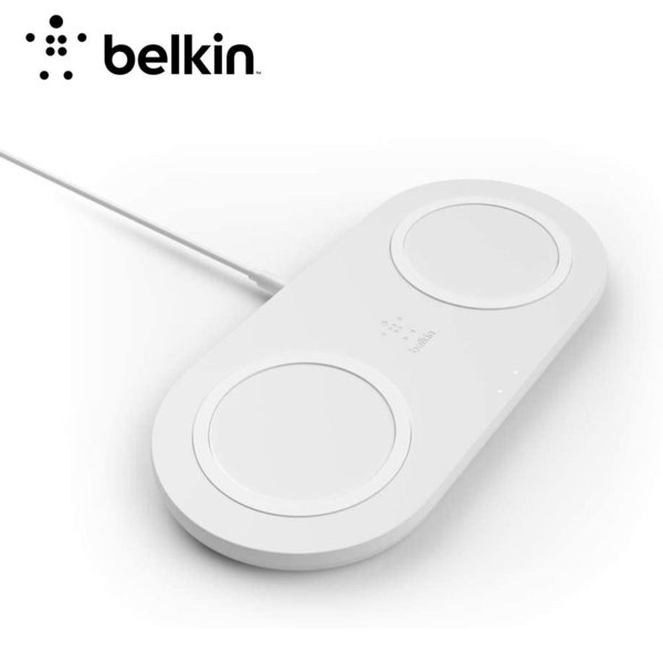 Belkin 呼びりんキン iPhone/Android Qi 無線電話申し受ける器 ワイヤレスチャージャー 10W/7.5W/5W 手っとり早い申し受ける 申し受けるパッド 2台等しく申し受ける 白いこと Qi証明