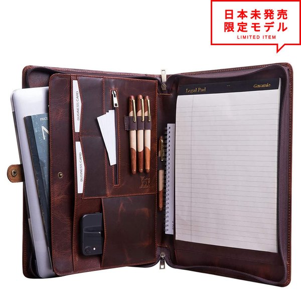 MacBook Air13 対応 パッドフォリオ レザー 本革 ハンドメイド オイルワックス ポートフォリオ 手帳 オーガナイザー ケース 日本未発売