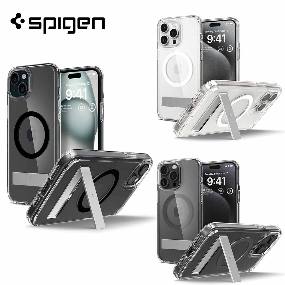 Spigen シュピゲン ウルトラハイブリッドS マグフィット 全3色 スタンド付き iPhone16/16Pro/16Plus/16ProMax/15/15Pro/15Plus/15ProMax ケース カバー MagSafe対応 米軍MIL規格