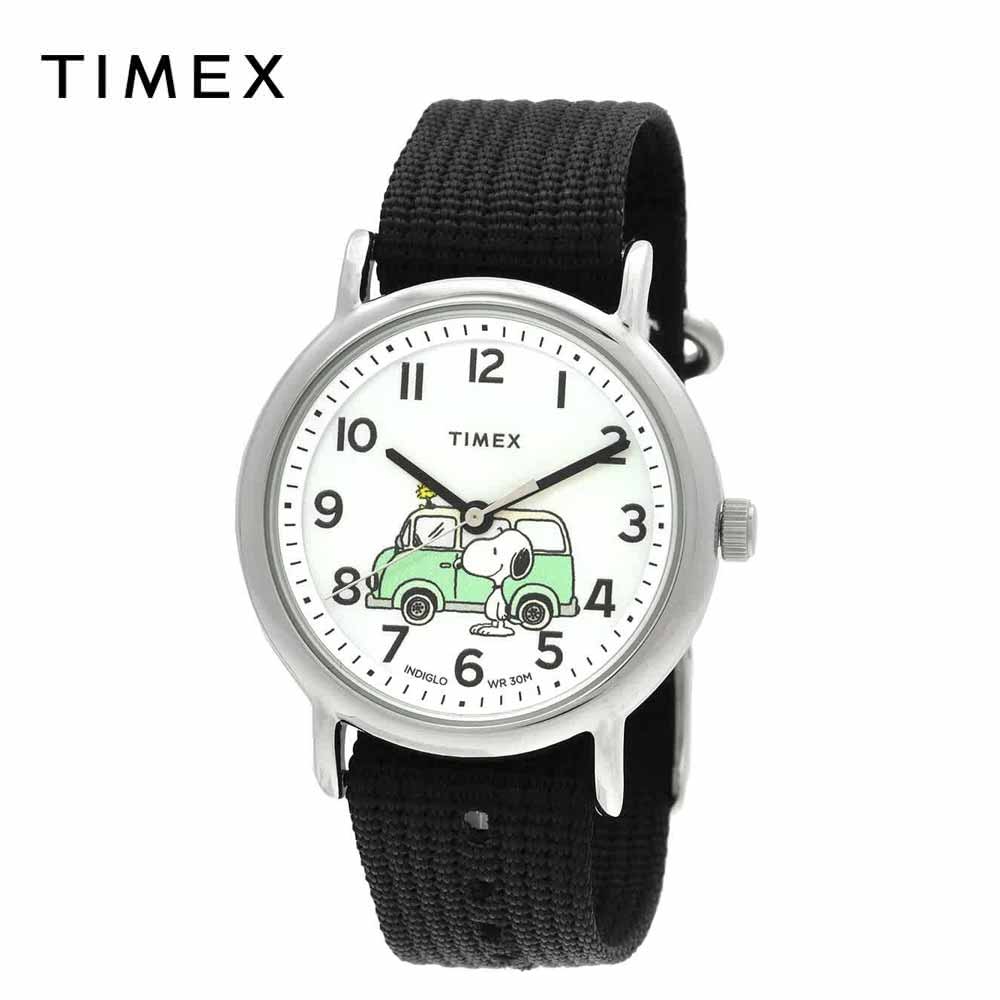 即納 TIMEX タイ王国メックス Peanuts おせっかい Weekender ウオッチ 石英 布切れ TW2Y11800 外国で真似形 腕時計 日本未発売