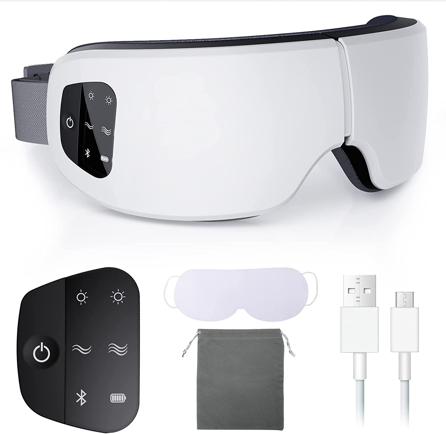 【楽天市場】改良版 ホットアイマスク スリープ アイマスク ヘッドホン 一体型 ホワイト Bluetooth ワイヤレス 無線 USB充電式